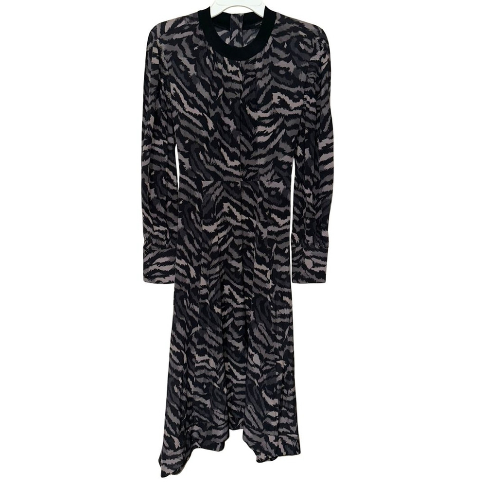 AllSaints Fayre Remix ZEBRA Print Crepe ANIMAL Sexy WILD Midi Dress WOMENS S 4 6 - Picture 3 of 11